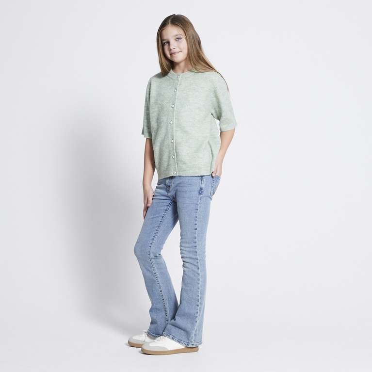 Basic Knit Short Sleeve Cardigan "Margot star" Light Green